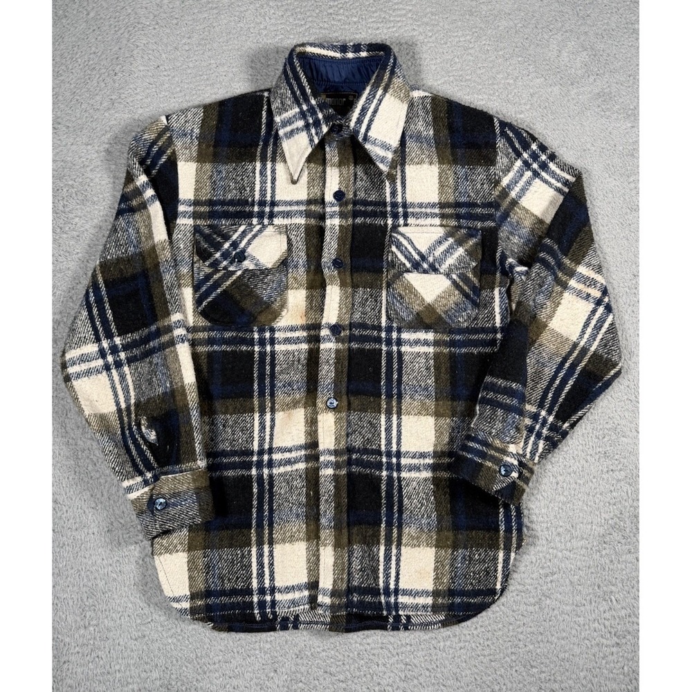 Vintage Manor House Wool Plaid Lumberjack Button Up Nylon Lining Mens Small